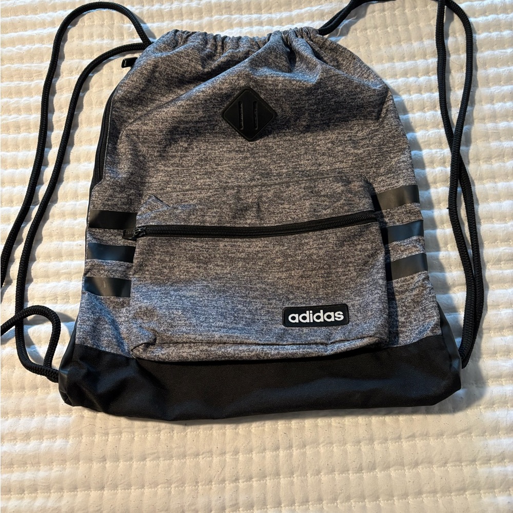 Adidas Gray and Black Drawstring Satchel